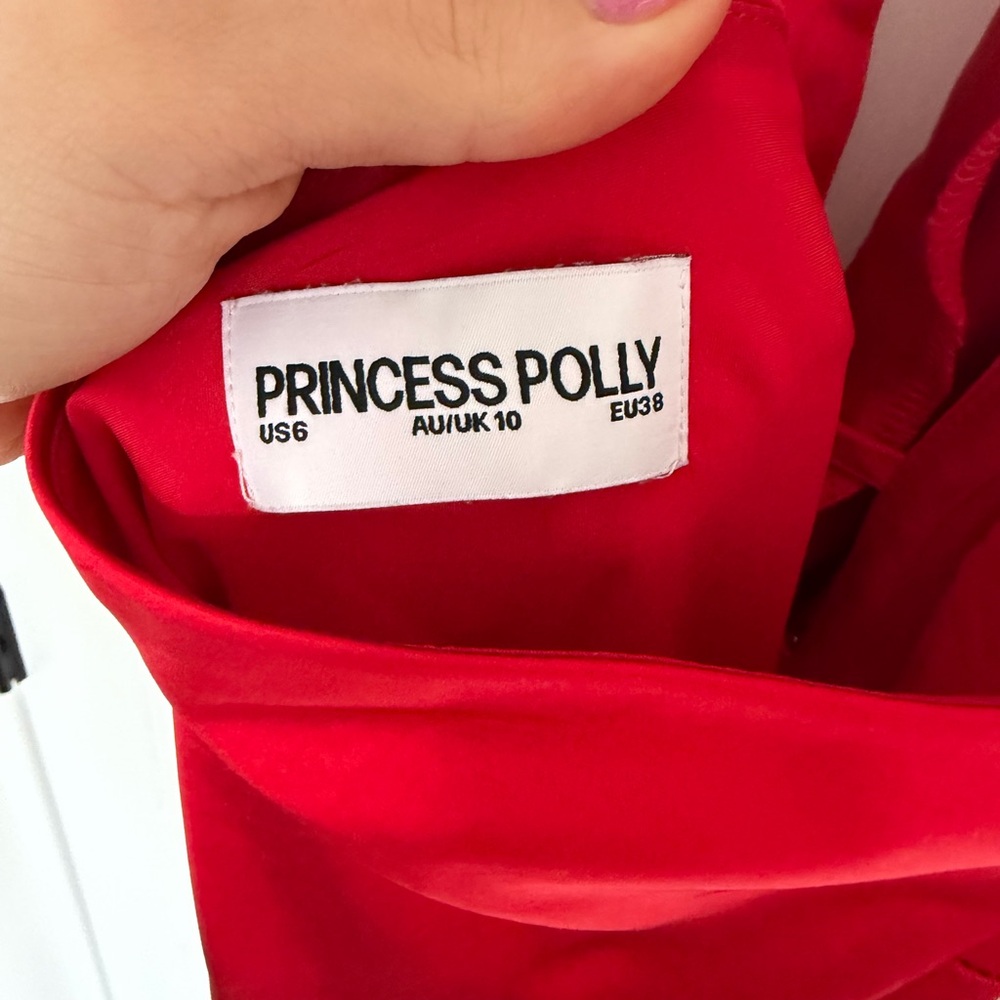 Princess Polly Silk Red Backless Maxi Dress Cowl Neck - Picture 6 of 6
